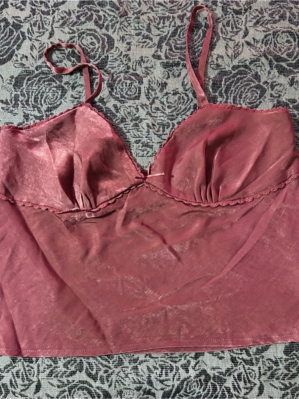 No Boundaries Mauve Old Pink Satin-Look Camisole with Spaghetti Straps. L(12-14)